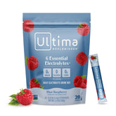 Ultima Replenisher blue raspberry stickpack for daily hydration.