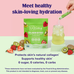 Glass showing dissolved Ultima Replenisher drink for refreshing hydration.