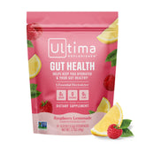 Ultima Replenisher Raspberry Lemonade stickpack for on-the-go hydration and gut-friendly support.