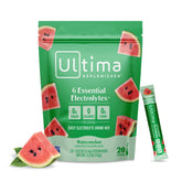 Ultima Replenisher Watermelon stickpack closeup for on-the-go hydration