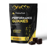 UltimaPeak Pure Himalayan Shilajit Gummies bottle highlighting daily energy support.