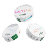 Ultra Pouches Wintergreen pouch close-up showing compact, caffeine-free focus support.