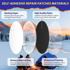 Umaini waterproof nylon patch adheres firmly to outdoor gear for durable repairs.
