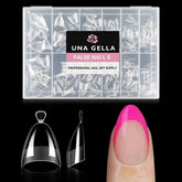 UNA GELLA almond gel nail tips half-cover clear for easy at-home salon look and precise fit.
