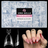 UNA GELLA almond nail tips 504pcs, half-cover design for easy DIY nails