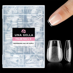 UNA GELLA extra short coffin tips press-on for easy at-home manicure.