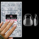 UNA GELLA Extra Short Oval Nail Tips provide a clear full-cover surface for chic nail art.