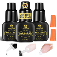 UNA GELLA gel nail glue bottle cap close-up showing precise, quick manicures