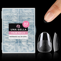 UNA GELLA inner deep matte texture enhances adhesion on extra-short almond tips.