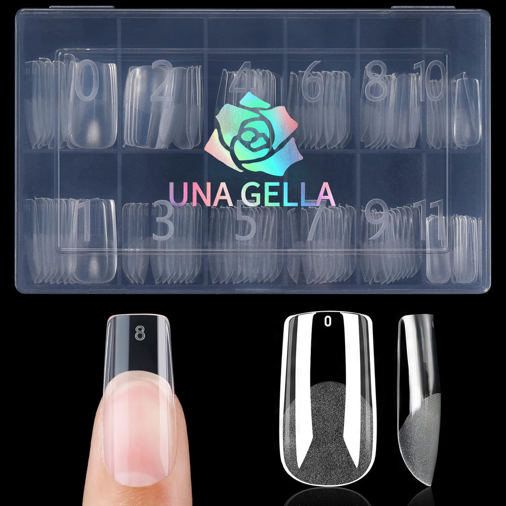 UNA GELLA nail tips square 120pcs box organized for quick size matching