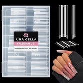 UNA GELLA square XXL nail tips pack, clear finish for easy DIY nails.