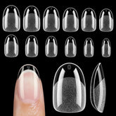 UNA GELLA oval short nail tips in a clear box for quick, DIY manicures