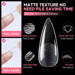 UNA GELLA pre-buffed tips speed up application with less filing and fewer bubbles