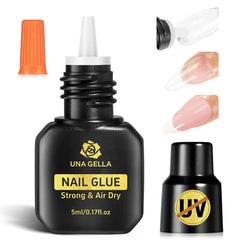 UNA GELLA quick-drying nail glue bottle for fast, secure bonding.