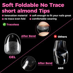 UNA GELLA soft-gel technology highlights lightweight, flexible nail tips.