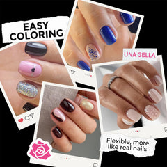 UNA GELLA soft gel tips with shallow curves for comfort.