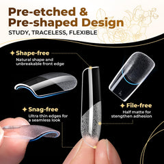 UNA GELLA clear full cover square tips for French nails