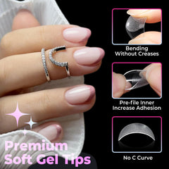 UNA GELLA ultra-lightweight tips bend with your nail for comfortable all-day wear.