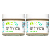 Uncle Harry's Spearmint remineralizing toothpaste jar front view for fresh breath.