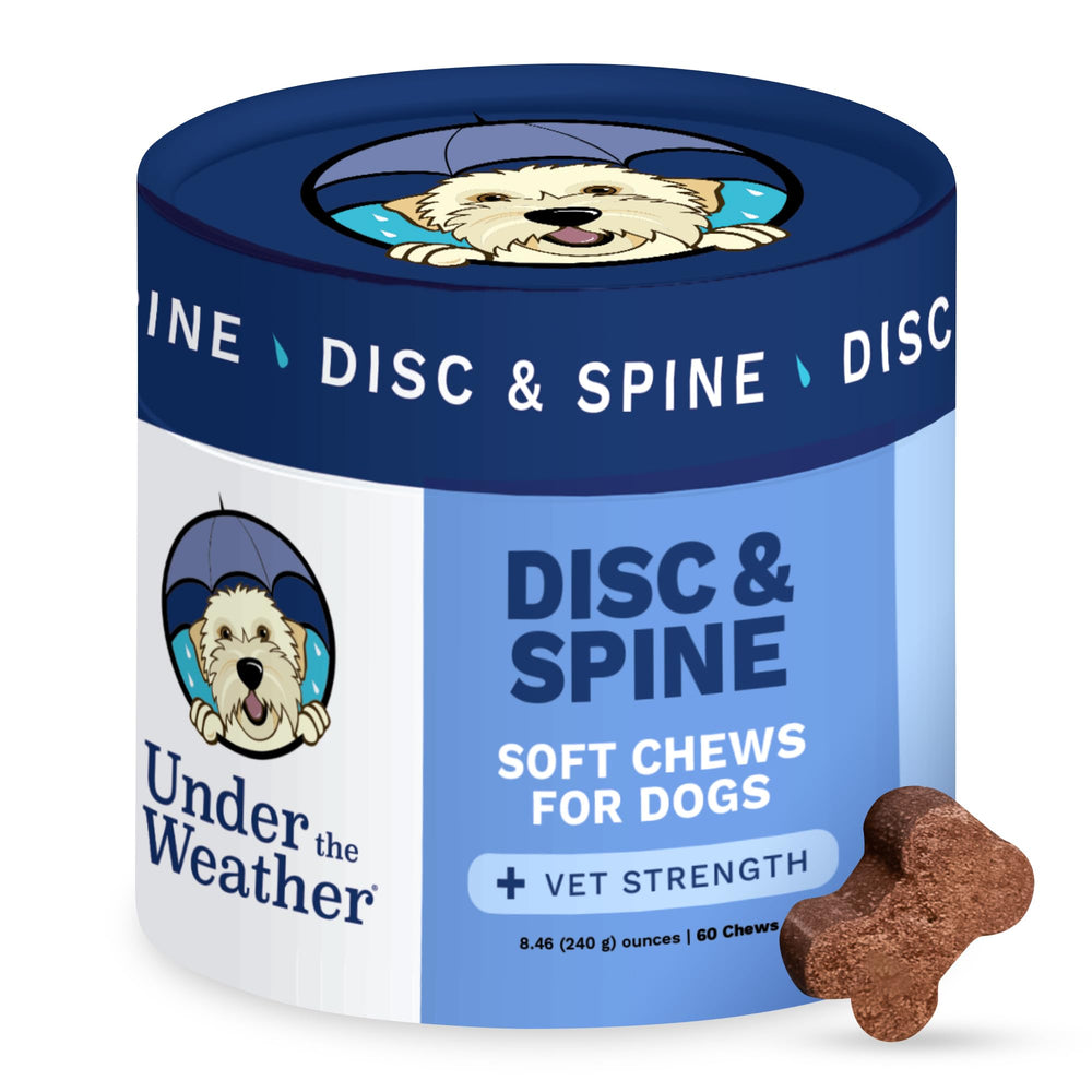 Under the Weather disc-spine-chews-bottle: vet-formulated spine support for dogs