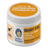 Under the Weather Ready Cal powder bottle shown for cat nutrition.