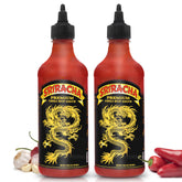 Underwood Ranches Dragon Sriracha bottle closed for pantry-ready flavor