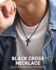 UNGENT THEM cross necklace stainless steel black finish emphasizes sleek, confident style for teens.