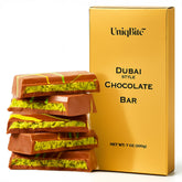UNIQBITE Dubai chocolate bar with pistachio cream, ideal for sharing.