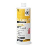 Unique Clean-It RV Black Tank Cleaner bottle pour demonstrates deep cleaning for RV black tanks.