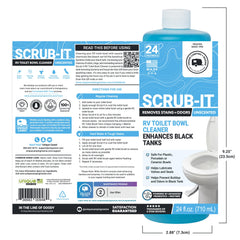 Pouring Unique Scrub-It RV cleaner for quick RV toilet application