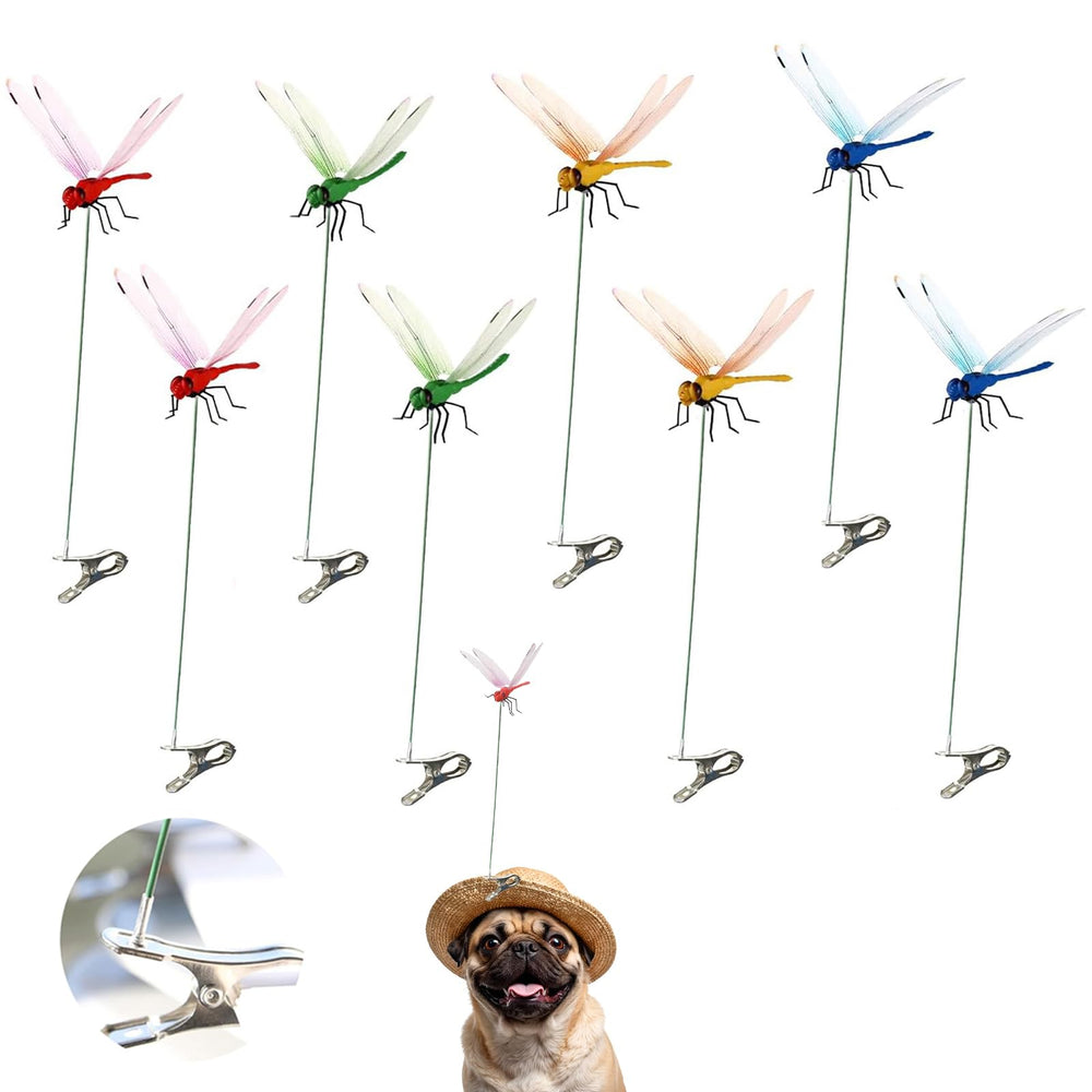 UnisonPet dragonfly clip on fence adds color to garden decor.