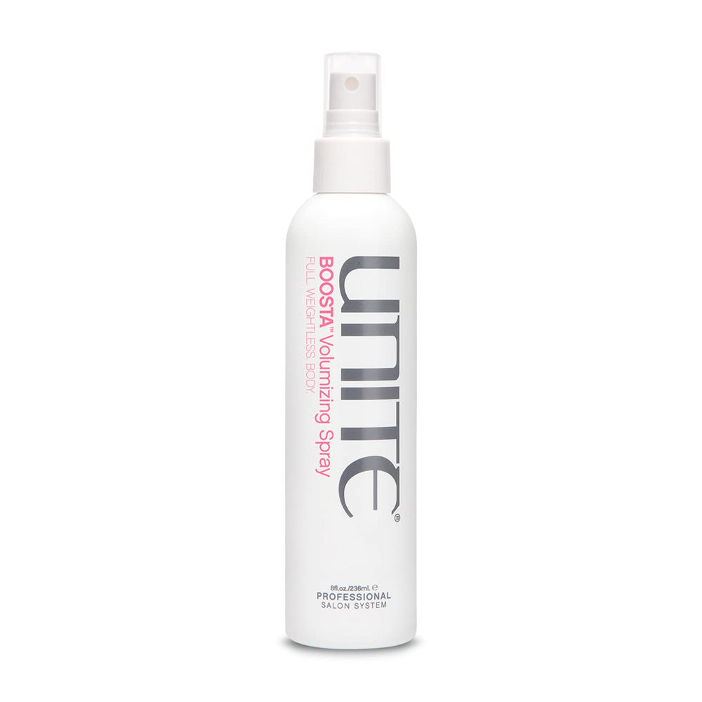 UNITE BOOSTA bottle lifts hair for weightless volume and texture.