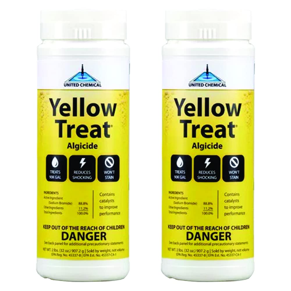United Chemical Yellow Treat 2 lb bottle for effective pool algae control and clearer water