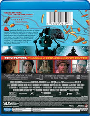 Universal Good Luck, Have Fun, Don't Die time-traveler still, ideal for sci-fi fans.
