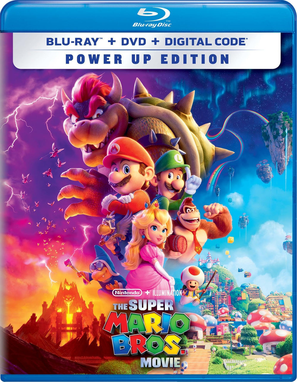 Universal The Super Mario Bros. Power Up Edition Blu-ray cover with vivid adventure visuals.