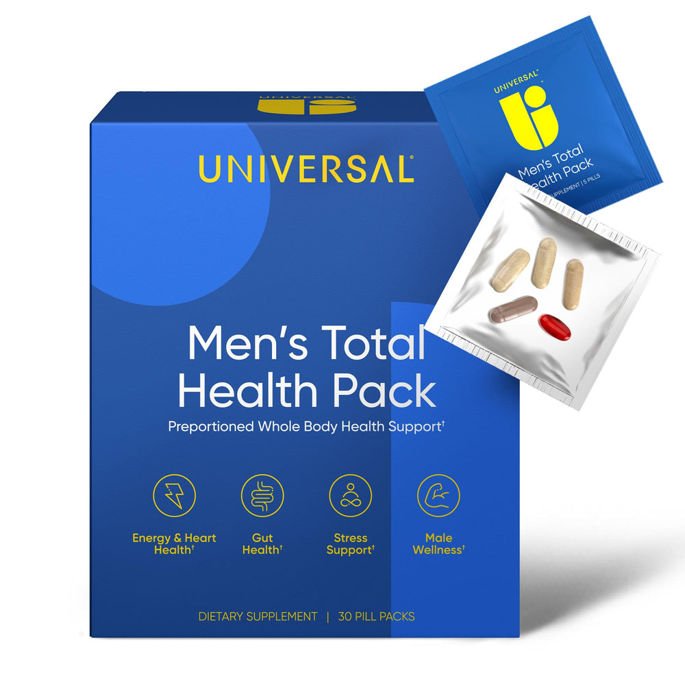 Universal U men's total health packets for on-the-go daily wellness and energy.