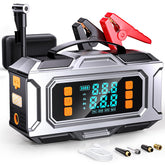 Unleivpe jump starter with air compressor in front view for quick vehicle starts