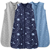 Unnivoll sleep sack blue front view shows soft 100% cotton fabric.
