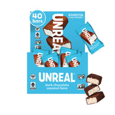 UNREAL dark chocolate coconut bars in a pack for easy, portion-controlled snacking