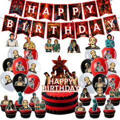 UPFSHW Stranger 5 banner creates a vibrant birthday party backdrop.