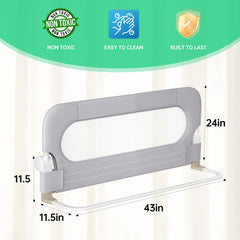 UPGOGO grey bed rail guard showing anchor system for stability.
