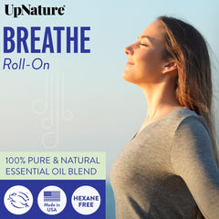 UpNature Breathe Roll-On applied on the wrist for quick respiratory relief.