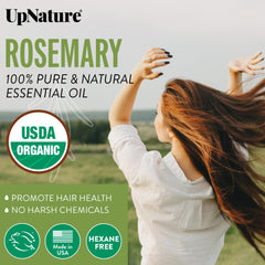 UpNature Rosemary Oil dropper ready to blend with shampoo or carrier oil for routine