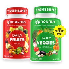 UpNourish bottle with daily capsules for family-friendly nutrition support