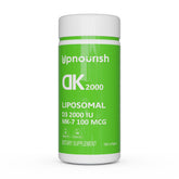 UpNourish liposomal D3 K2 softgel bottle with clear label for daily use