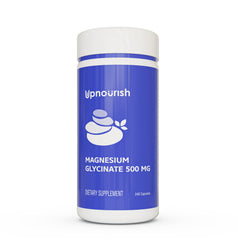 UpNourish magnesium glycinate 500mg bottle front for daily calm support