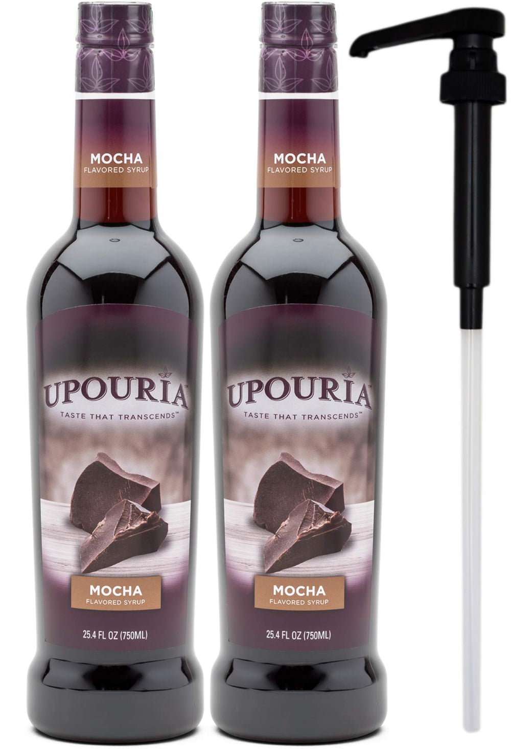 Upouria Mocha Coffee Syrup bottle 750ml enhances coffee flavor and desserts.