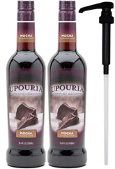 Upouria Mocha Coffee Syrup bottle 750ml enhances coffee flavor and desserts.