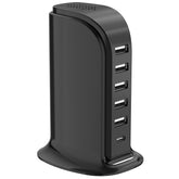 Upoy 6-port USB charger block front view showing compact design for desks.