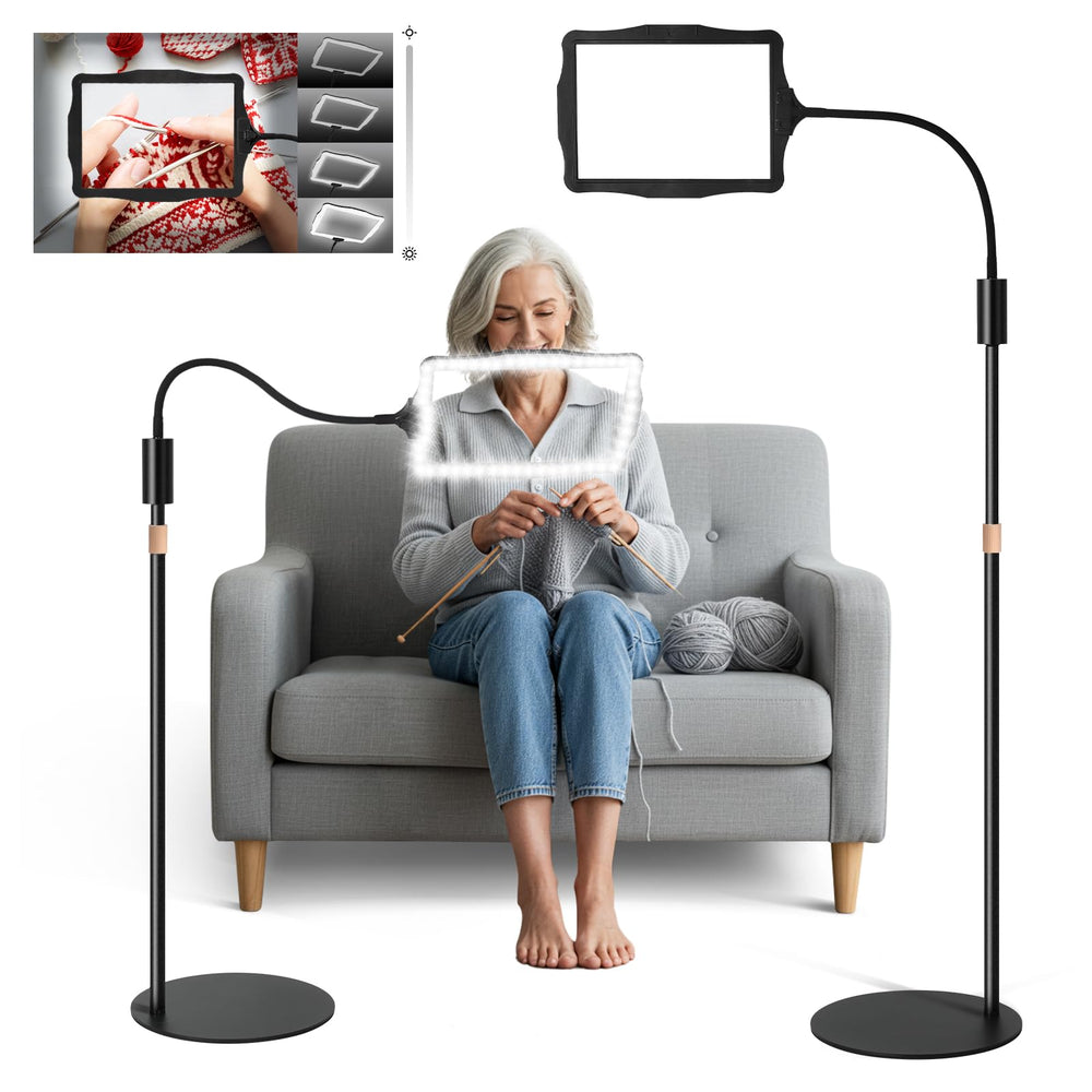 Upspotie hands-free floor magnifier 48 LEDs brightens small text for easy reading.